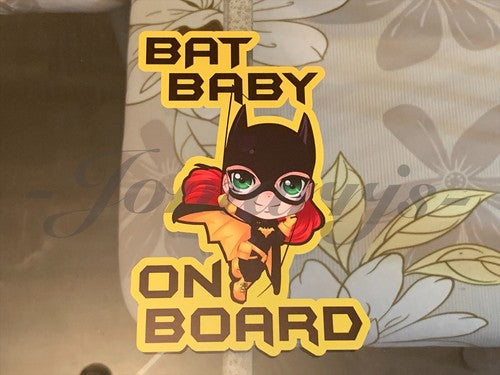 Custom Batgirl Baby or Kid on Board Sticker Chibi Cute bat girl dc comics Batman
