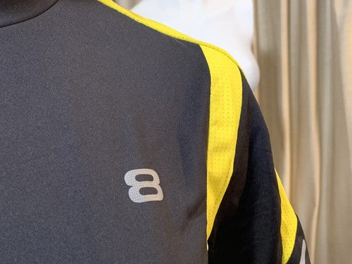 NWT LAYER 8 Black & Yellow Exercise Fitness Running Wicking Active Shirt Small