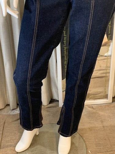 Philippe Adec Women’s Designer Indigo Blue Denim Jeans Pants Sz 6 Ankle Zip NWT