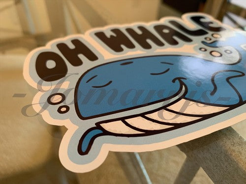 Funny “Oh Whale (Well)” Tailgating Cartoon Bumper Sticker Decal witty