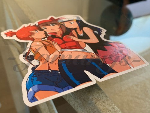 Pokemon Anime Misty Kasumi May Haruka & Dawn Hikari Sticker Decal bikini sun fun