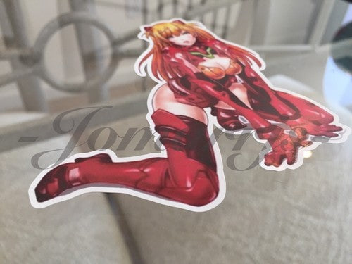 Neon Genesis Evangelion Asuka Langley Kneeling Sticker Decal