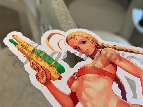Street Fighter Anime Cammy White “Soaker” Bikini Sun Fun Sticker Decal Vinyl #3