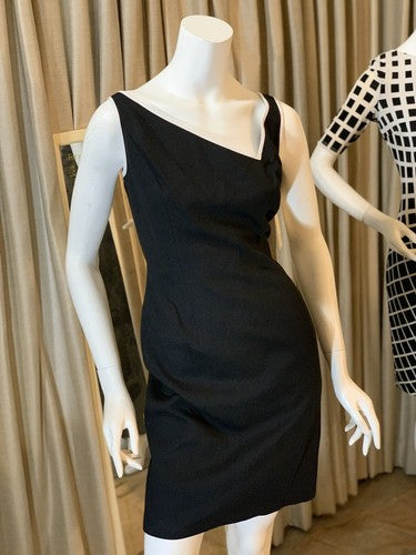 David Meister Blk White Sleeveless Zip Cocktail Dress Open Back Tie Up NWT $260