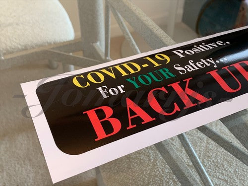 Funny Corona Covid Tailgating Bumper Sticker Decal Back Up! Social Distancing #2