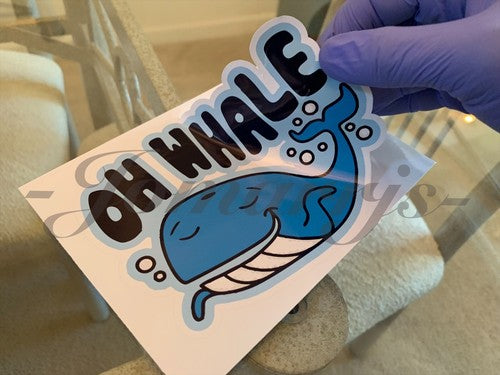 Funny “Oh Whale (Well)” Tailgating Cartoon Bumper Sticker Decal witty