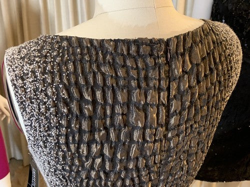 Lafayette 148 Textured Bronze Sleeveless Stretch Bodycon Dress Sz 10 MSRP $598