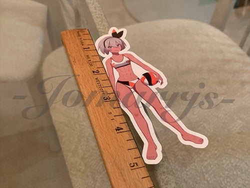 Pokemon - Anime - Bea Bikini Beach Volleyball Sun Fun Custom Sticker Decal 4