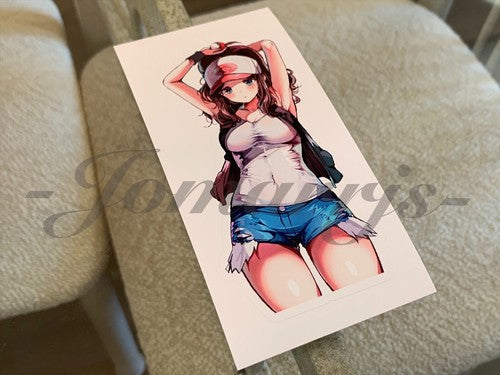 Pokemon - Anime - Hilda Touko Custom Sticker Decal Vinyl manga c.
