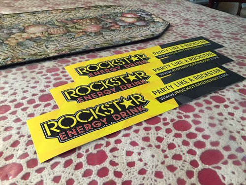 3 New Rockstar Energy Drink 14"x3" Bumper Stickers / Decals / Signs -- Rare