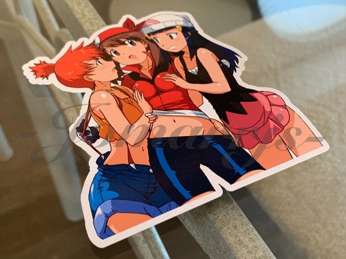 Pokemon Anime Misty Kasumi May Haruka & Dawn Hikari Sticker Decal bikini sun fun