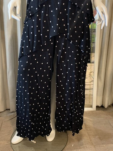 Bar III Women’s Black Polka Dot Draped Maxi Dress Peplum Front Slit NWT MSRP $99
