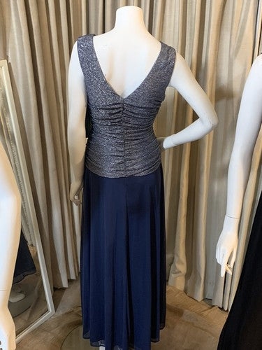 R & M Collection Sleeveless 2 Tone Silver Blue Evening Dress Sz 10 NWT MSRP $120