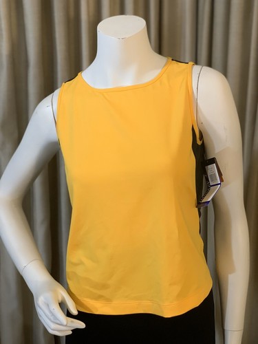 Danskin Women's Sleeveless M Yellow Black Tank Top Athletic Wear Activewear NWT