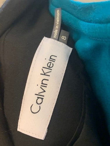 CALVIN KLEIN Black Gold Accent Open Front Drape Blazer Jacket Sz 8 NWT MSRP $129