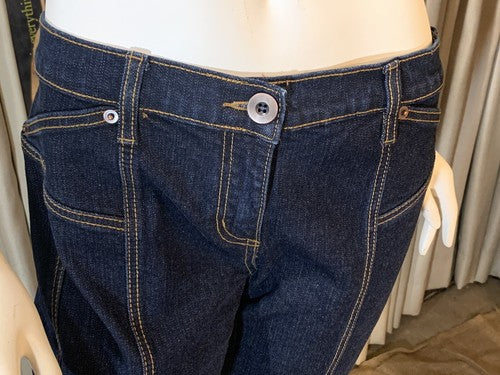 Philippe Adec Women’s Designer Indigo Blue Denim Jeans Pants Sz 6 Ankle Zip NWT