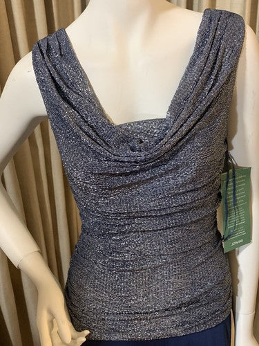 R & M Collection Sleeveless 2 Tone Silver Blue Evening Dress Sz 10 NWT MSRP $120