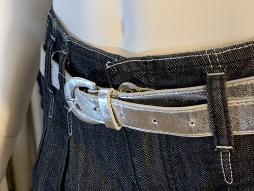 NWT WILLI SMITH Women's BLUE Denim Jeans Shorts Sz: 8 & Silver Belt