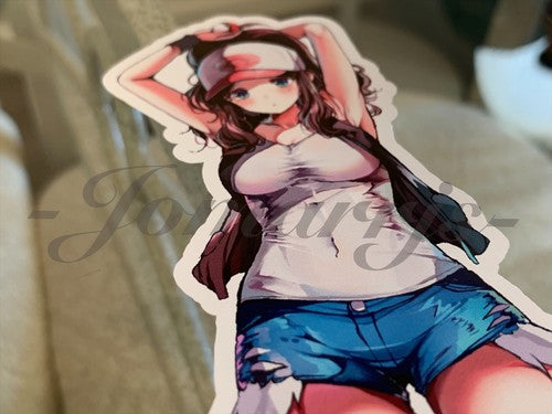Pokemon - Anime - Hilda Touko Custom Sticker Decal Vinyl manga c.