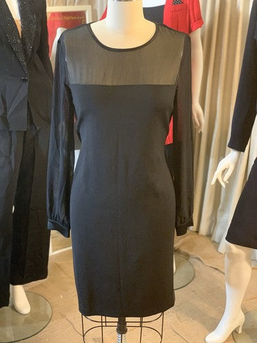 St. John Couture Collection Wool Silk Sheer Sheath Stretch Cocktail Dress - $995