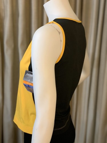 Danskin Women's Sleeveless M Yellow Black Tank Top Athletic Wear Activewear NWT