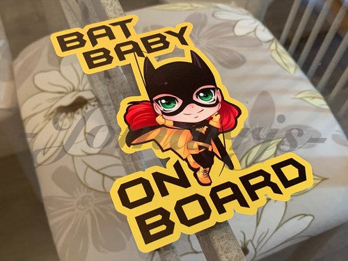 Custom Batgirl Baby or Kid on Board Sticker Chibi Cute bat girl dc comics Batman