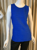 INC International Concepts Blue Ribbed Crew Neck Sleeveless Shirt Top  L Blouse