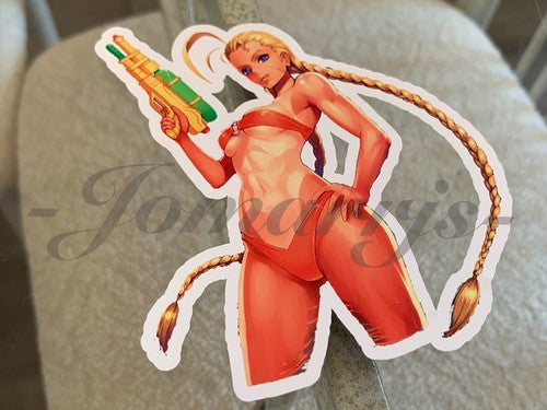 Street Fighter Anime Cammy White “Soaker” Bikini Sun Fun Sticker Decal Vinyl #3
