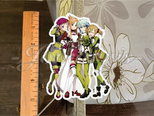 Sword Art Online Anime Asuna Lisbeth Silica Sinon Group Custom Sticker SAO