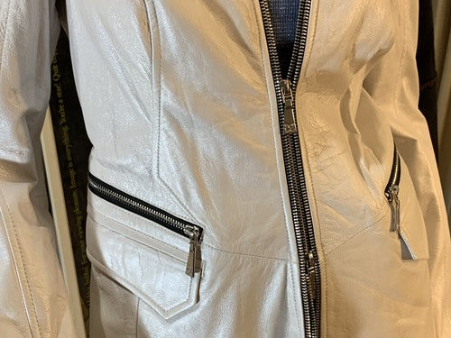 Dawn Levy White Soft Genuine Luxury Leather Designer Jacket Sz M NWT MSRP $895