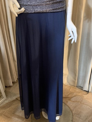 R & M Collection Sleeveless 2 Tone Silver Blue Evening Dress Sz 10 NWT MSRP $120