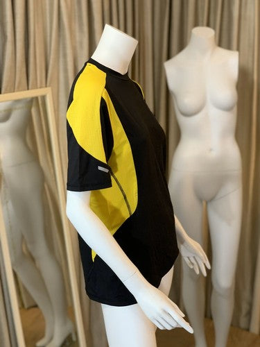 NWT LAYER 8 Black & Yellow Exercise Fitness Running Wicking Active Shirt Small