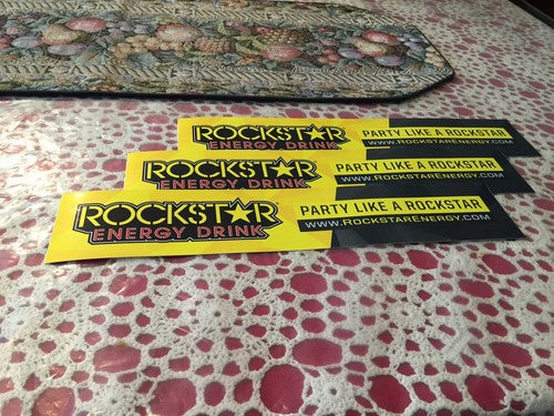 3 New Rockstar Energy Drink 14"x3" Bumper Stickers / Decals / Signs -- Rare