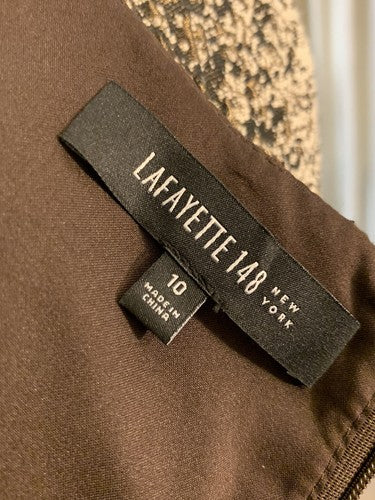 Lafayette 148 Textured Bronze Sleeveless Stretch Bodycon Dress Sz 10 MSRP $598
