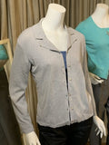 Style & Co Petite Women Long Sleeve Metallic Knit Top Button Shirt Cardigan M