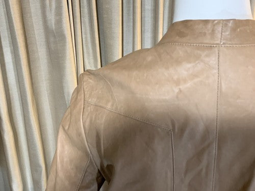 NWT Haute Hippie Women’s Light Brown Soft Lamb Leather Jacket Silk Lined Sz M