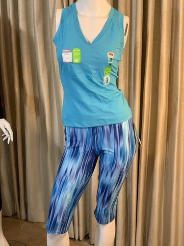 New Balance Women's Blue White Yoga Pants Running Leggings Activewear