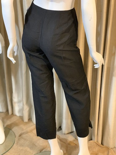 Mercer & Madison Women’s Size 6 Black Knit Linen EmbroIder Ankle Capri Pants NWT