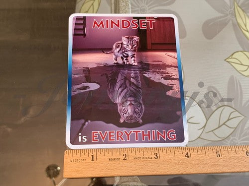 Motivational “Mindset Is Everything” Inspiring Tiger Cat Sticker Decal wall art