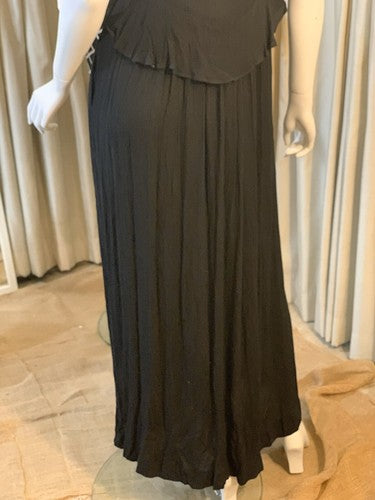 BCBG Long Black Casual Sleeveless Peplum Summer Dress Maxi Ruffle Waist - $138