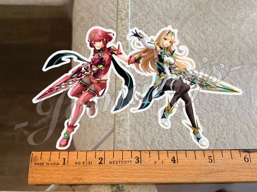 Xenoblade Chronicles Anime Pyra & Mythra Color Sticker Decal anime nintendo