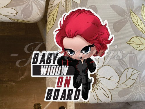 Black Widow Baby (or Kid) on Board Sticker Marvel Comics Avengers Natalie Chibi