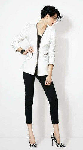 Dawn Levy White Soft Genuine Luxury Leather Designer Jacket Sz M NWT MSRP $895