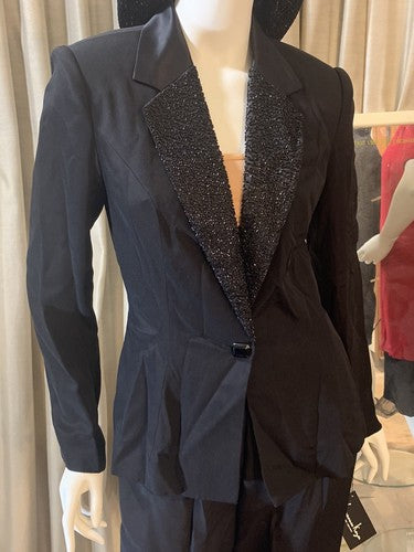 Laurence Kazar Vintage Sz 8 2 Pc 100% Silk Suit Set (M. Jackson Style) MSRP $298