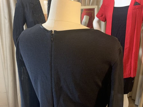 St. John Couture Collection Wool Silk Sheer Sheath Stretch Cocktail Dress - $995
