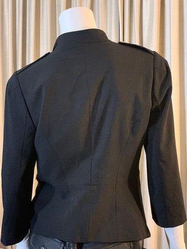 CALVIN KLEIN Black Gold Accent Open Front Drape Blazer Jacket Sz 8 NWT MSRP $129