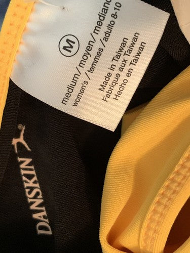 Danskin Women's Sleeveless M Yellow Black Tank Top Athletic Wear Activewear NWT