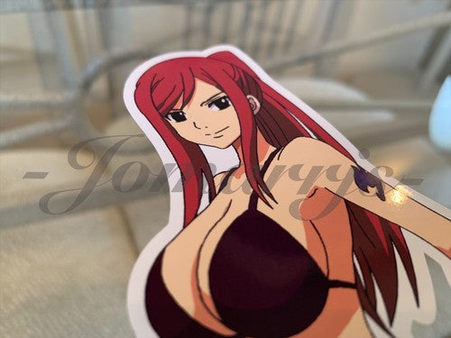 Fairy Tail - Anime - Erza Scarlet b. Bikini Sun Fun Sticker Vinyl Decal Sign
