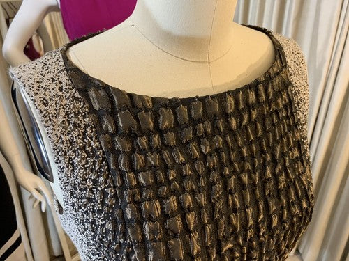 Lafayette 148 Textured Bronze Sleeveless Stretch Bodycon Dress Sz 10 MSRP $598
