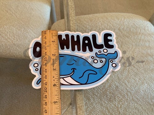 Funny “Oh Whale (Well)” Tailgating Cartoon Bumper Sticker Decal witty